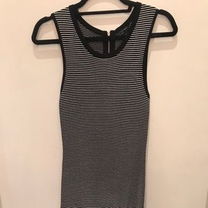 Black and White Stripped Sleeveless Fitted Dress
